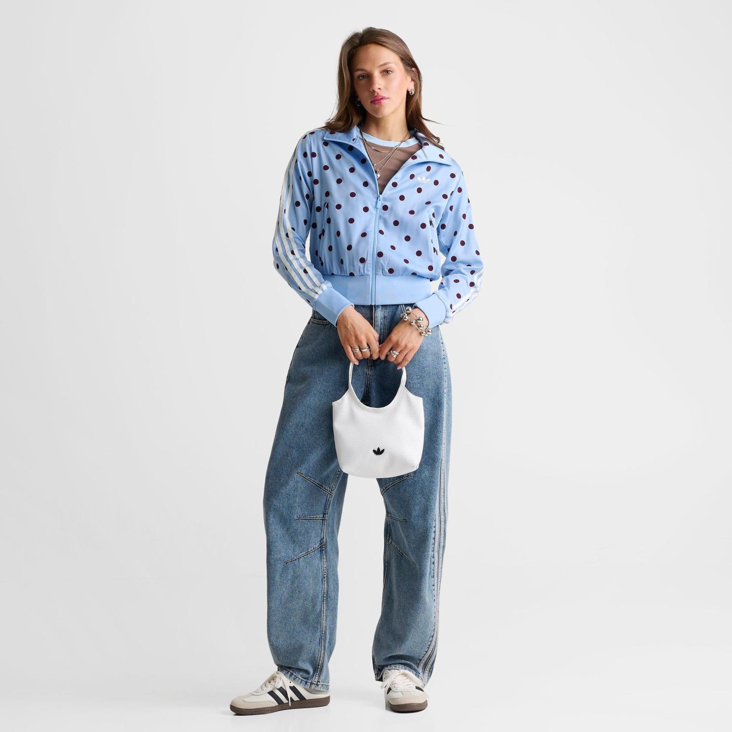 Women's adidas Originals Firebird Polka Dot Satin Track Jacket - Clear Sky