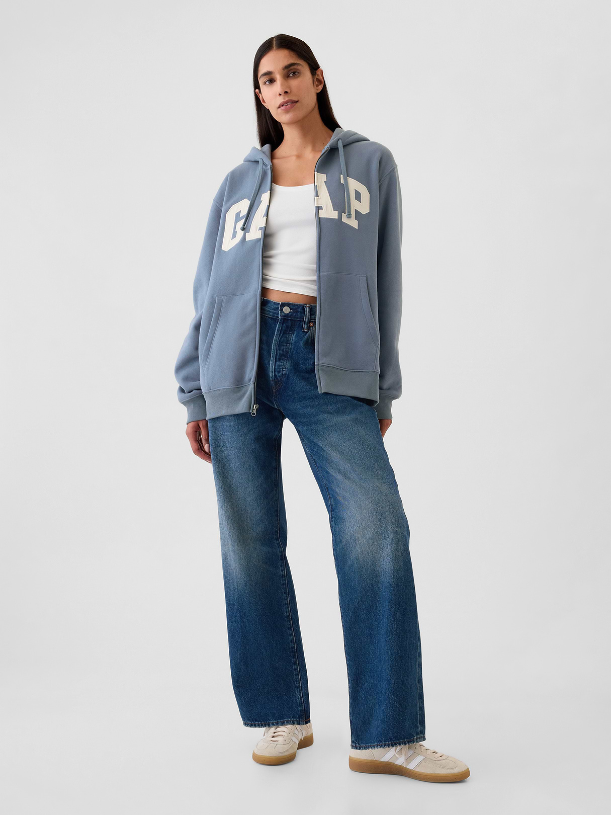 Adult VintageSoft Arch Logo Zip Hoodie - bainbridge blue