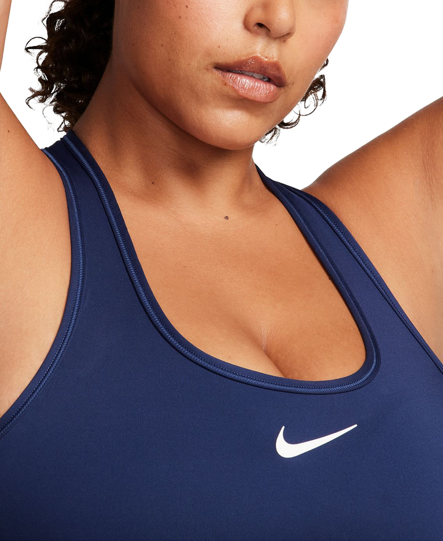 Nike Women's Swoosh Padded Sports Bra - Midnight Navy/white