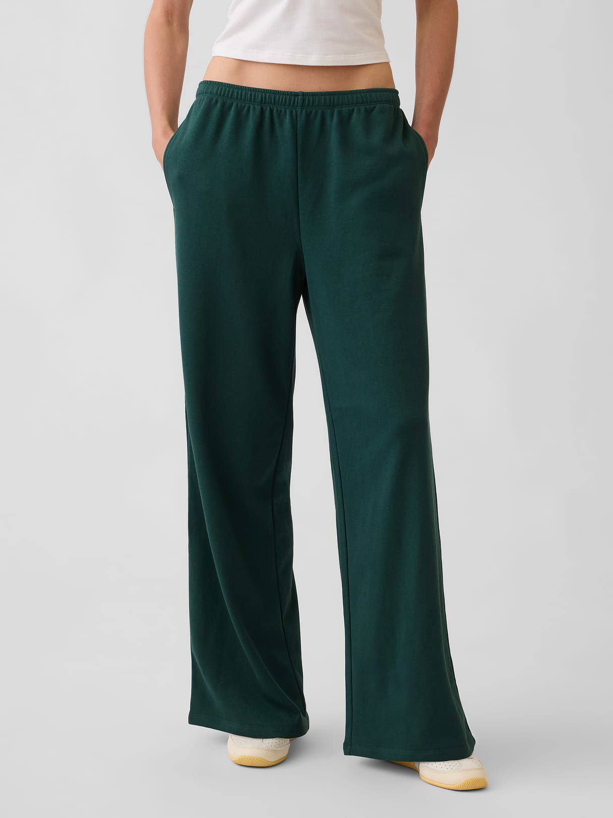 Mid Rise VintageSoft Terry Loose Sweatpants - Dark green