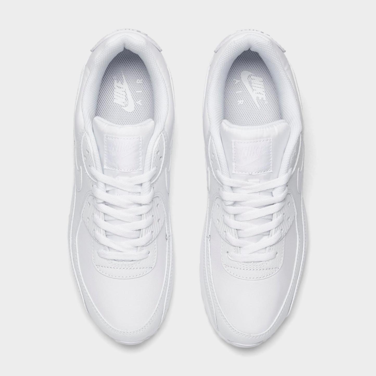 Men's Nike Air Max 90 Leather Casual Shoes - White/White
