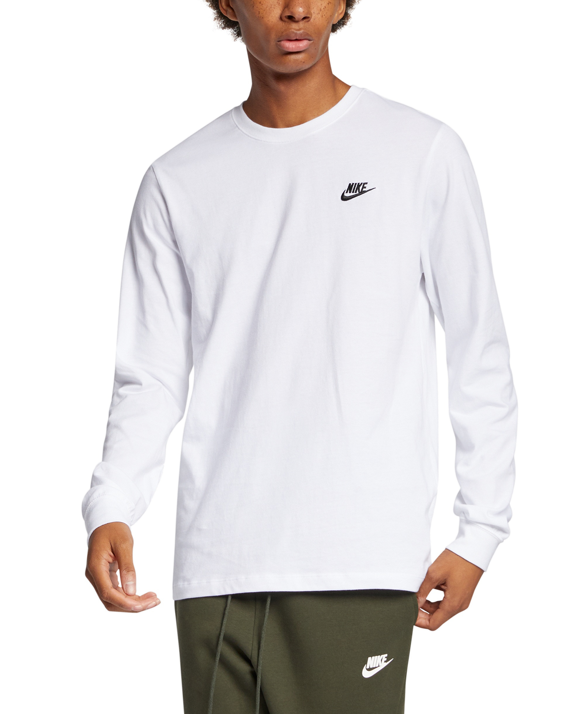 Nike Men's Sportswear Club Long-Sleeve T-Shirt - White