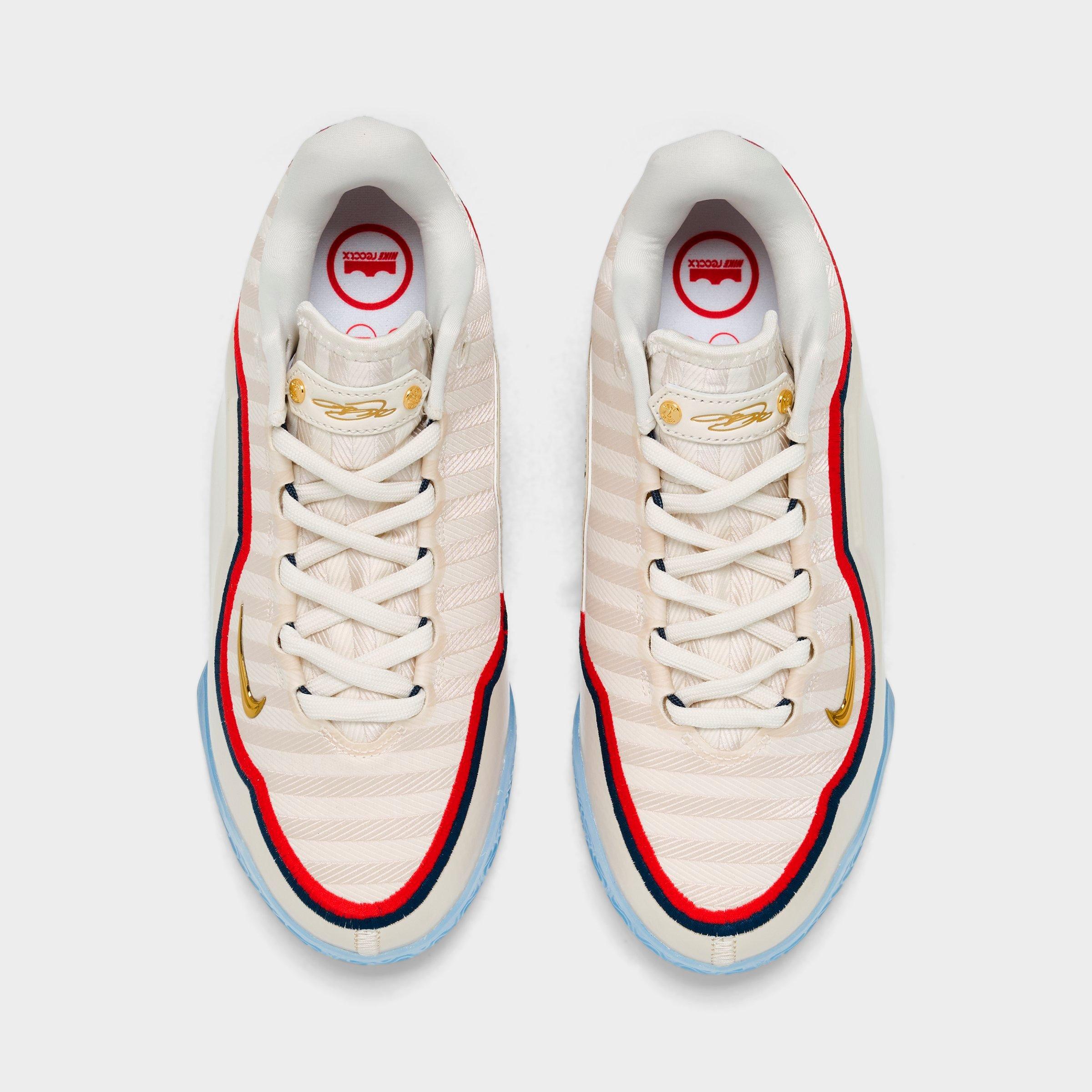 Big Kids' Nithtke LeBron 23 Basketball Shoes - Pale Ivory/Metallic Gold/University Red - Top view