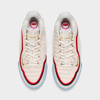 Big Kids' Nithtke LeBron 23 Basketball Shoes - Pale Ivory/Metallic Gold/University Red - Top view