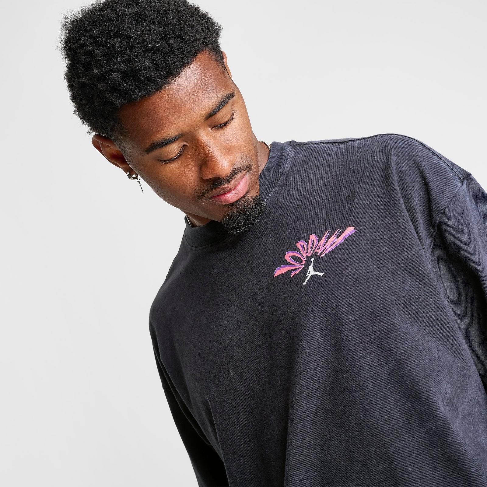 Men's Jordan Flight Retro Illustration Graphic T-Shirt - Black/White