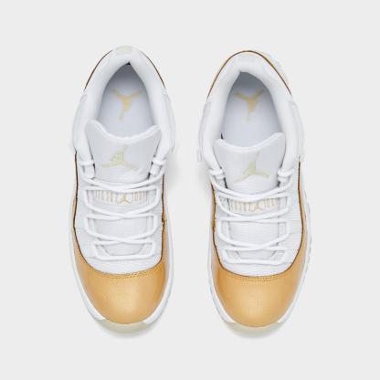 Little Kids' Air Jordan Retro 11 Low Basketball Shoes - White/Metallic Gold/Team Gold - view 5
