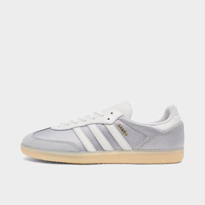 Men's adidas Originals Samba OG Nylon Casual Shoes - Grey/Chalk/White - Left shoe facing left. Outside of the shoe.
