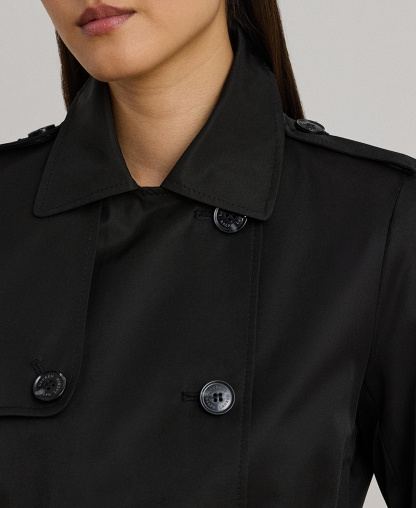 Lauren Ralph Lauren Women's Double-Breasted Belted Trench Coat, Created for Macy's - Black