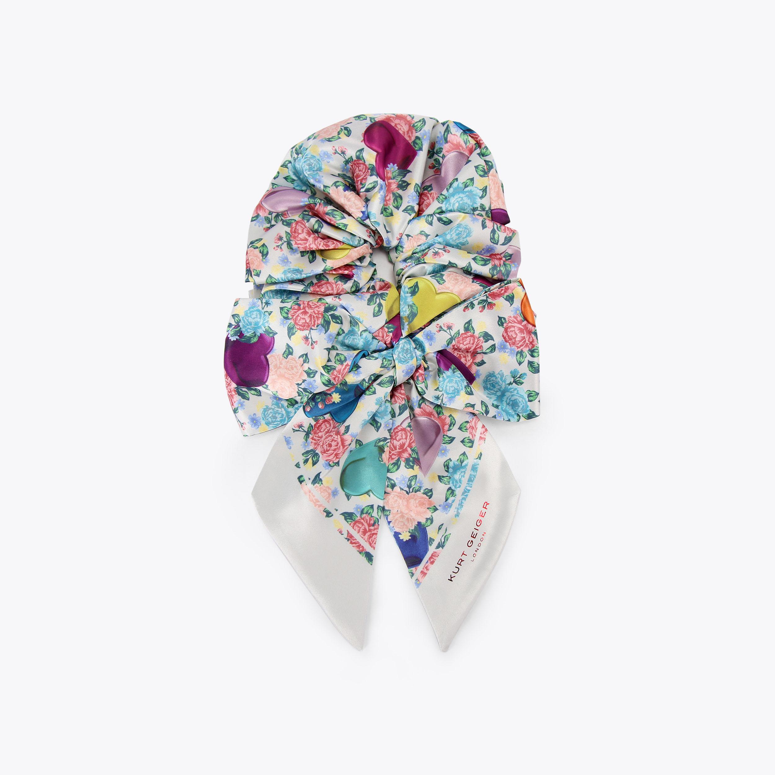 Kurt Geiger London Printed Bow Scrunchie - White