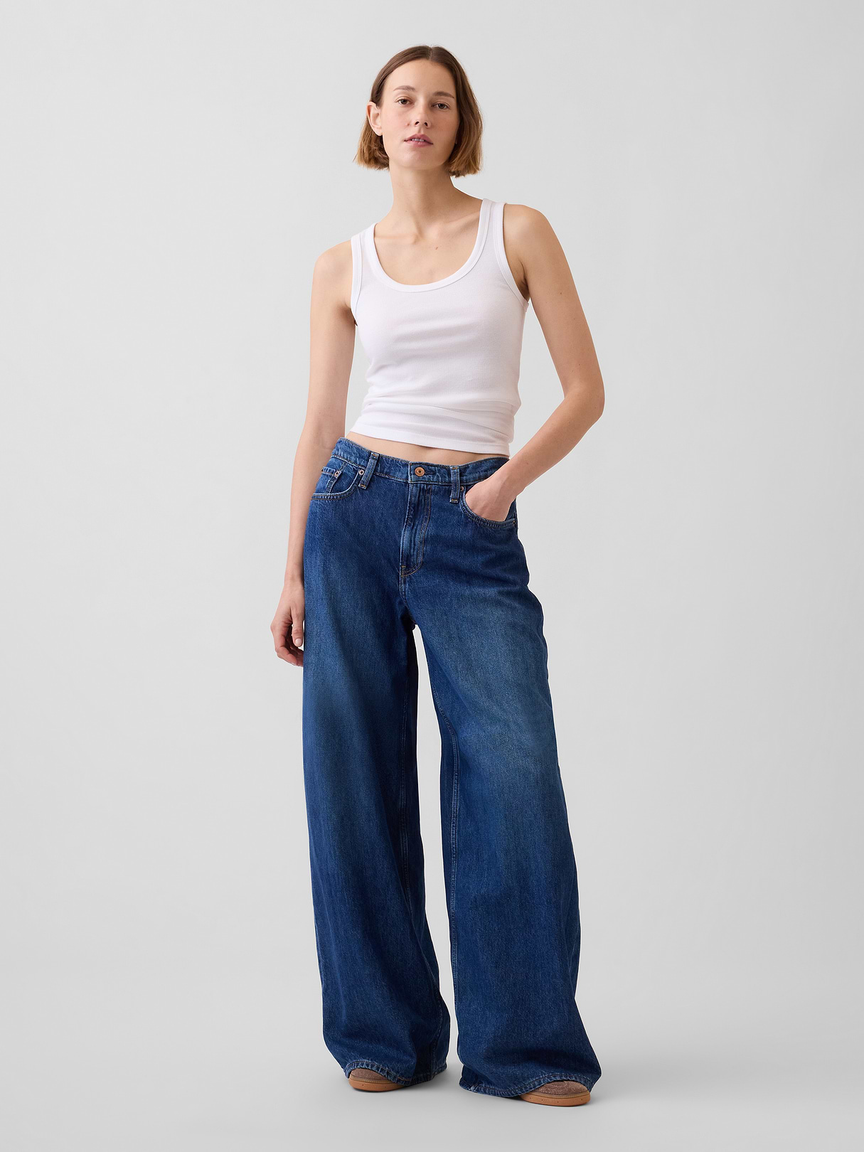 Low Slung Extra Baggy Jeans - Medium indigo