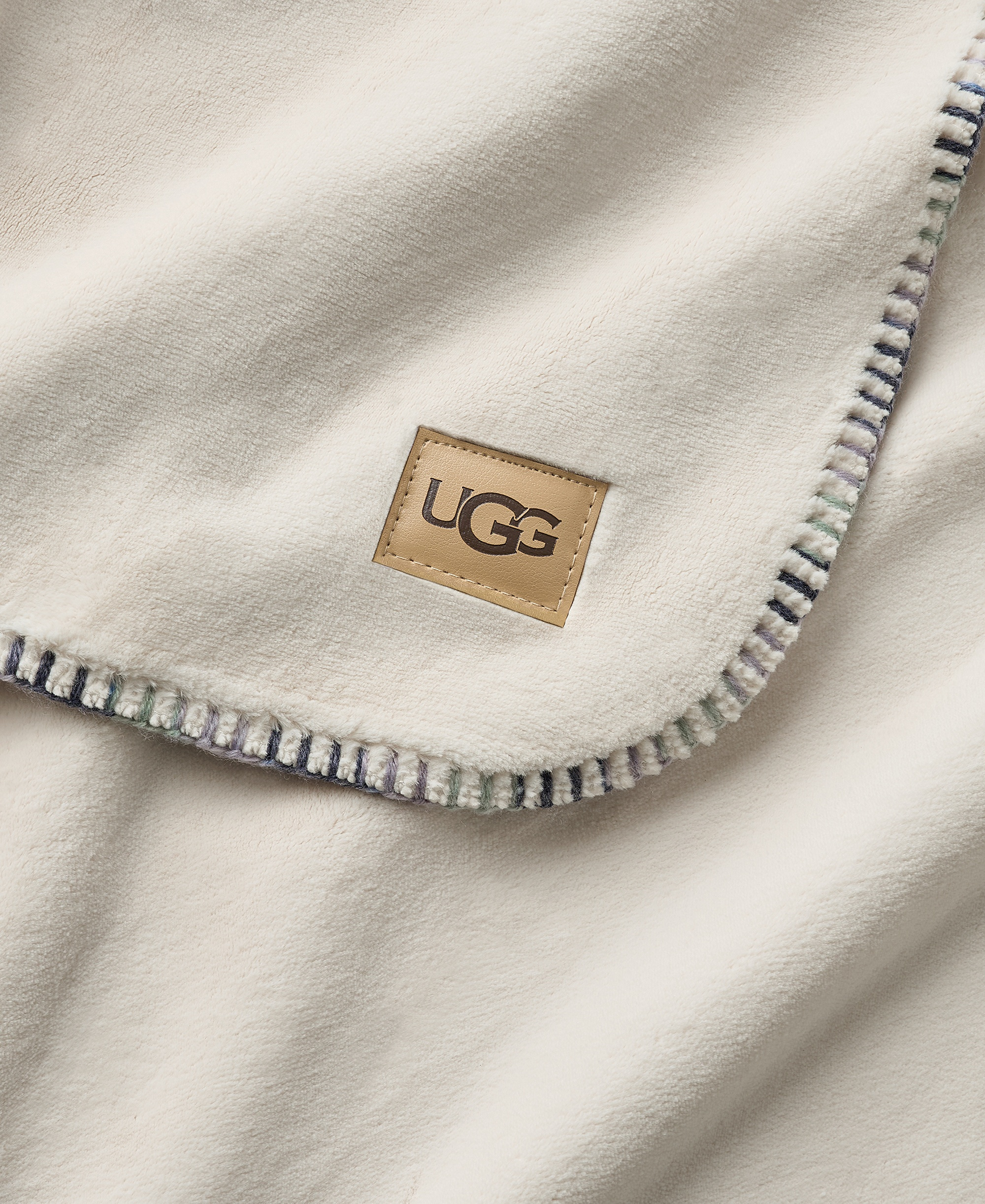 UGG® Coco Lightweight Throw, 50" x 70" - Snow Blue Embroidered