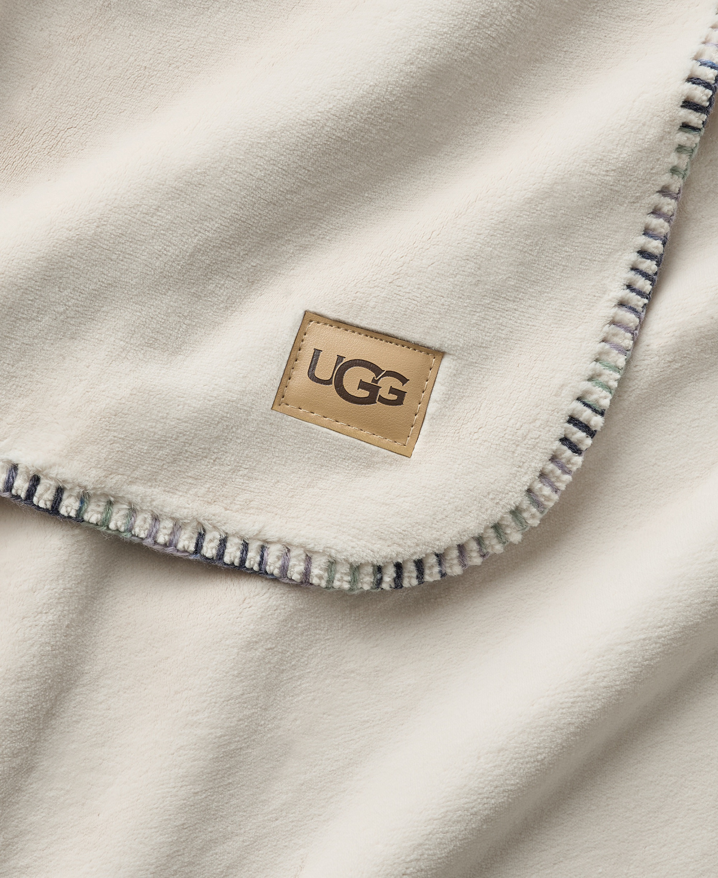 UGG® Coco Lightweight Throw, 50" x 70" - Snow Blue Embroidered