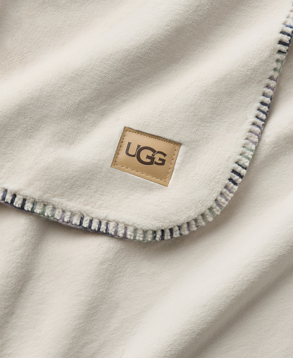 UGG® Coco Lightweight Throw, 50" x 70" - Snow Blue Embroidered