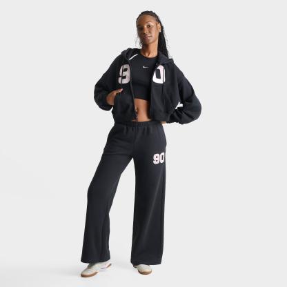 Women's Nithtke Studio Fleece Medium-Weight "90" Oversized Cropped Full-Zip Sweatshirt - Black