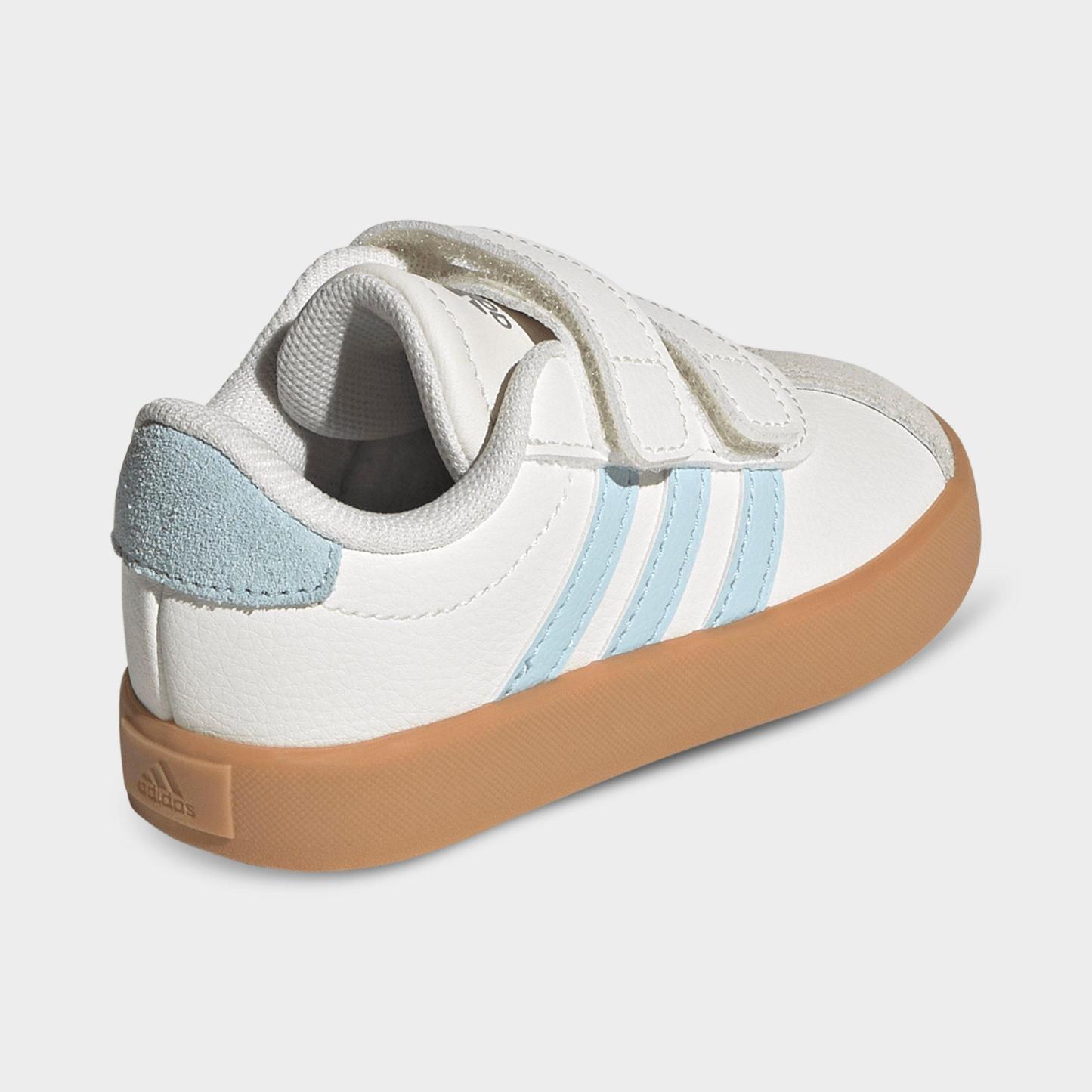 Kids' Toddler adidas VL Court 3.0 Hook-And-Loop Casual Shoes - Core White/Ice Blue/Gum - Back view
