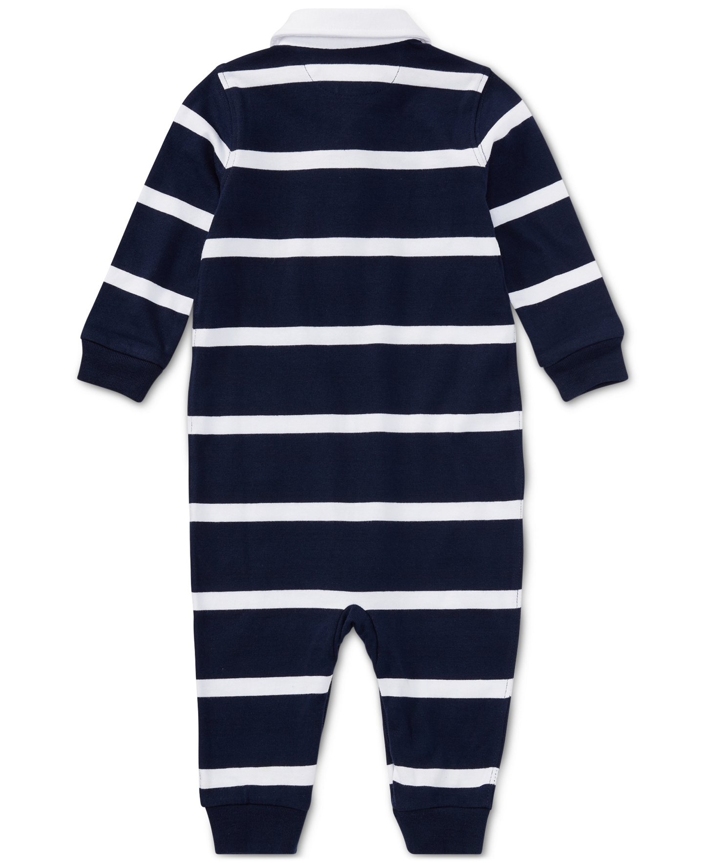 Polo Ralph Lauren Baby Boys Striped Rugby Cotton Coverall - French Navy Multi