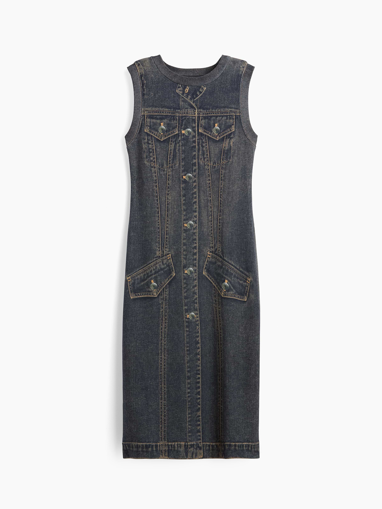 GapStudio Printed Denim Terry Dress - Dark denim