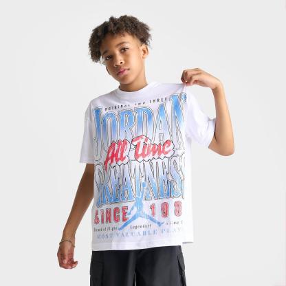 Big Kids' Jordan All Time Greatness Graphic T-Shirt - White - view 3