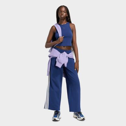 Women's adidas Kit 3-Stripes Wide Pants - Dark Blue/Off White