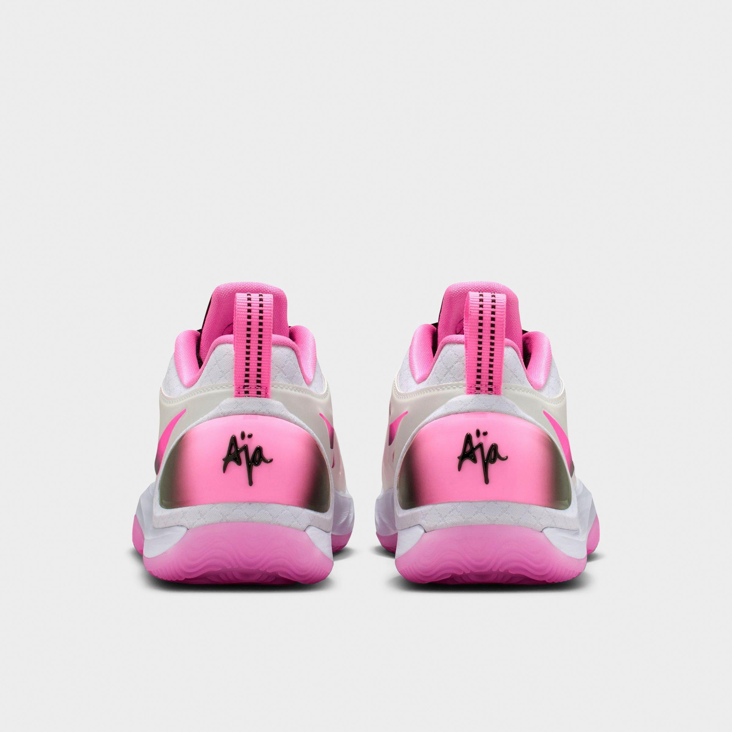 Girls' Big Kids' Nithtke A'Two A'ja Wilson Basketball Shoes - Pink Spell/White/Black - Back view