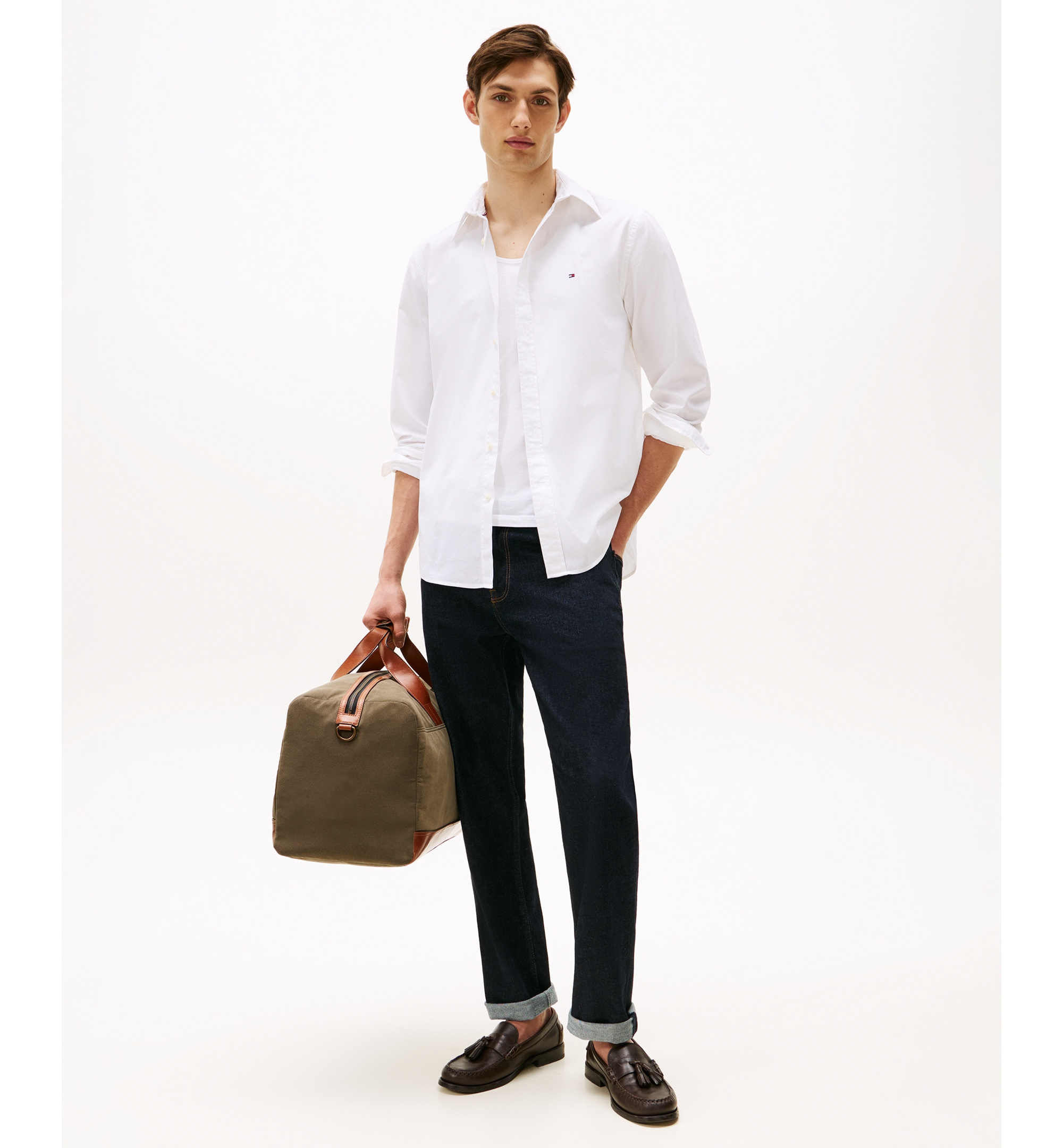 Tommy Hilfiger Men's Regular-Fit Stretch Poplin Button-Down Shirt - White