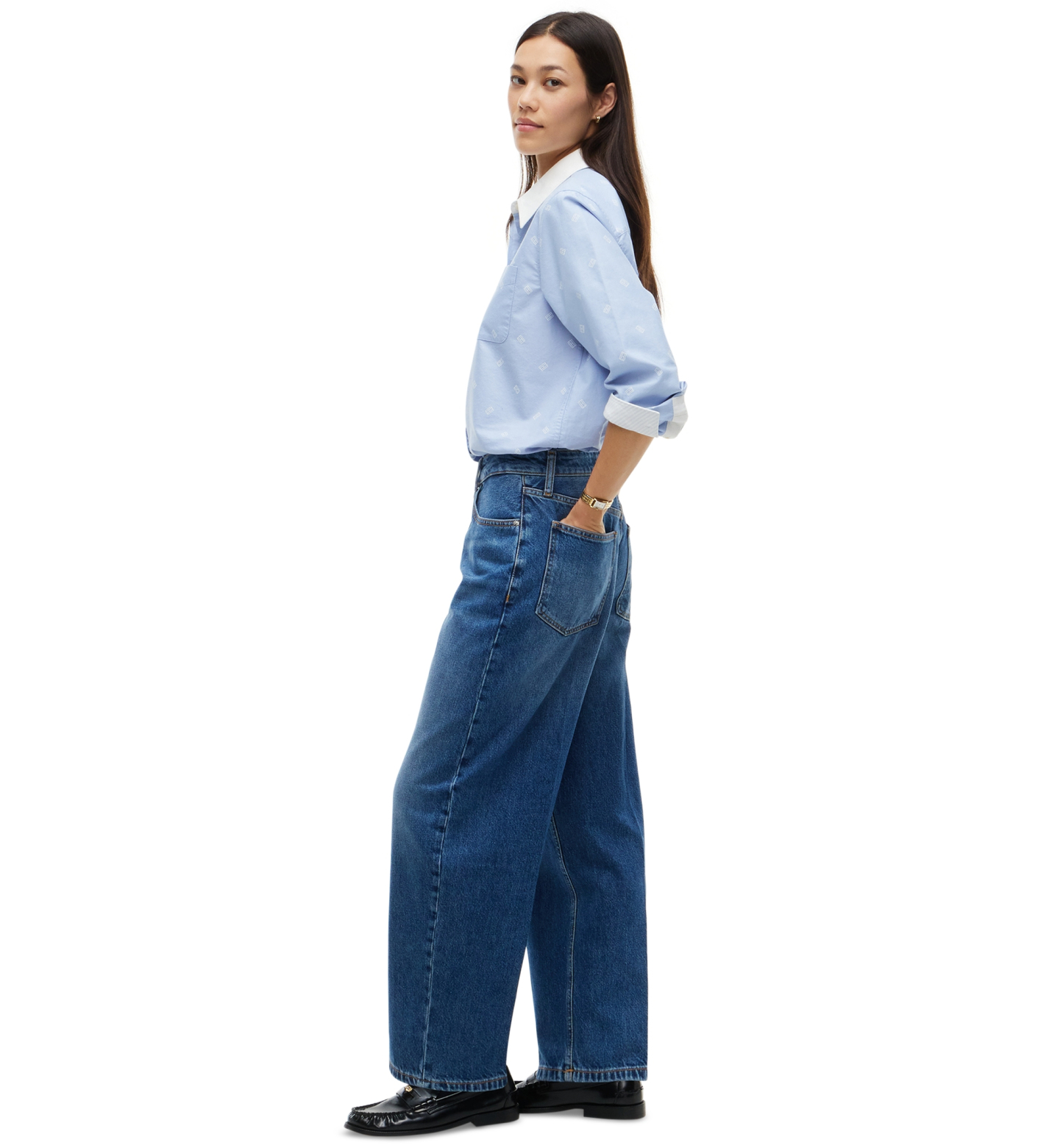 Tommy Hilfiger Women's Barrel High-Waisted 100% Cotton Jeans, Macy's Exclusive - Medium Wash
