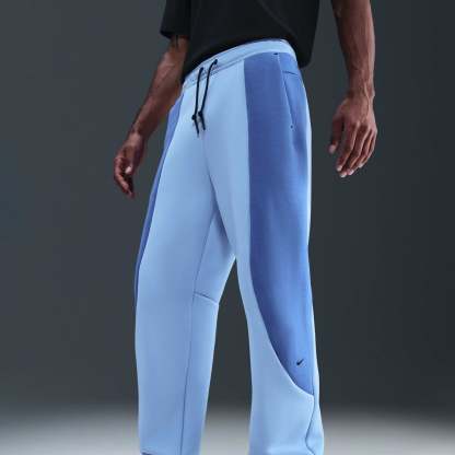 Nike Tech Men's Colour-Block Open-Hem Fleece Trousers - Aluminium/Comet Blue/Black