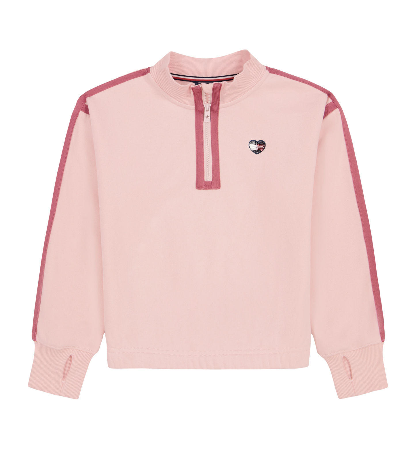Tommy Hilfiger Girls' 7-16 Fleece Quarter-Zip Sweatshirt - Lotus
