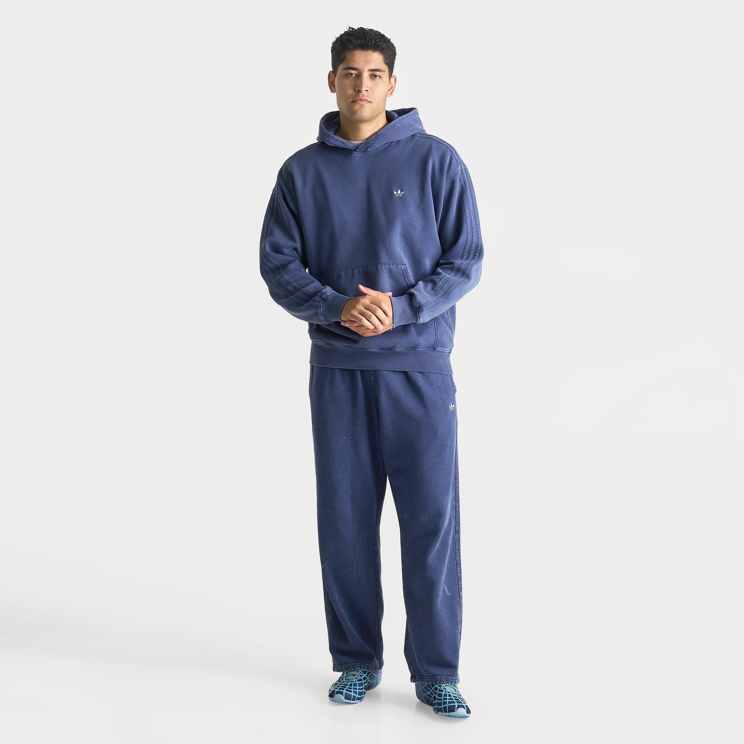 Men's adidas Originals Trefoil Essentials Washed Loose Pullover Hoodie - Dark Blue