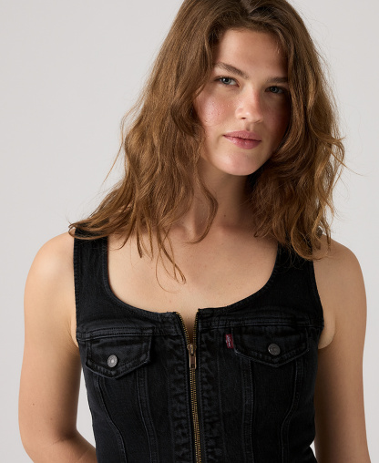 Levi's Premium Women's Vintage-Like Front-Zip Vest - Slight Night Str No Dp