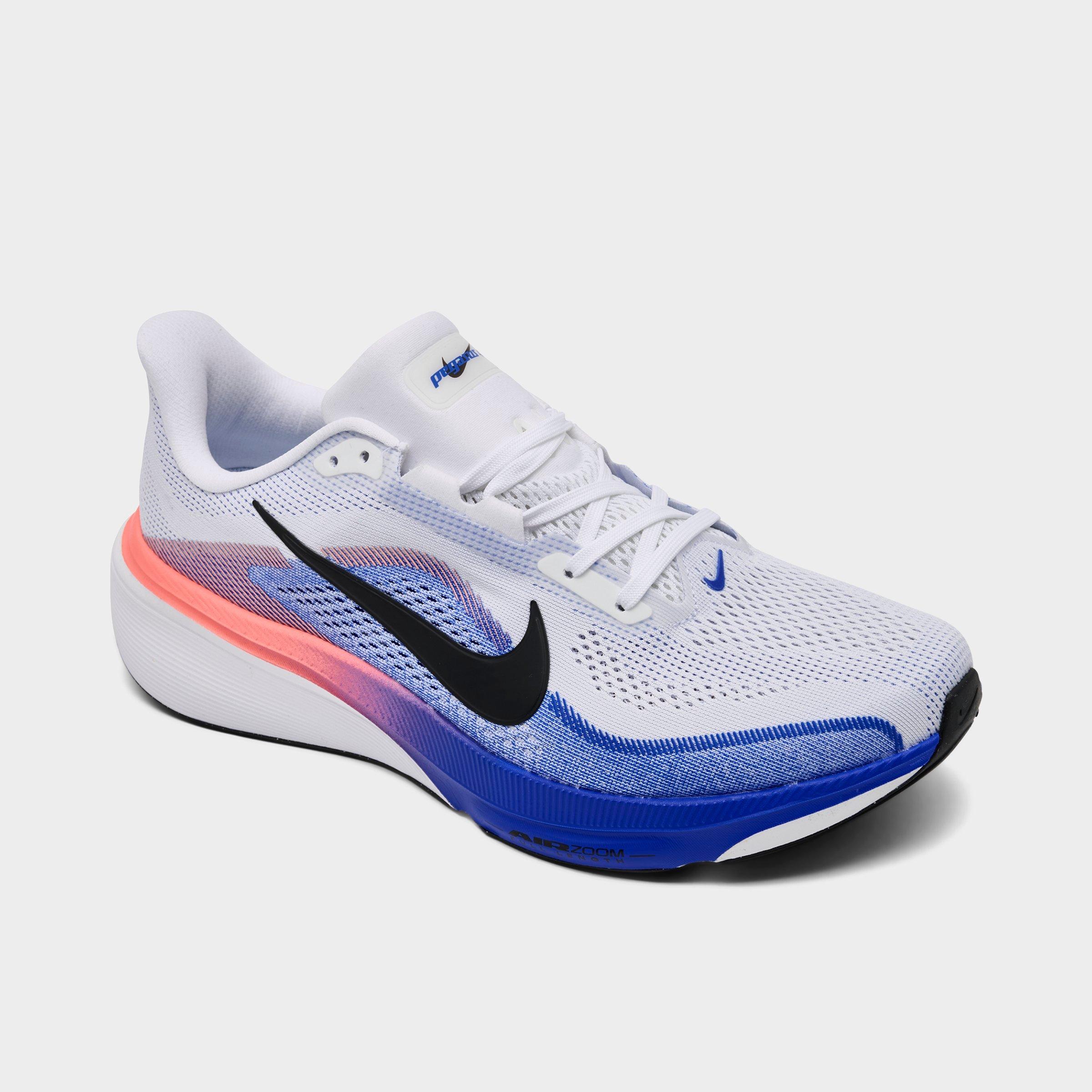 Men's Nithtke Pegasus 42 Running Shoes - Part 1 - White/Racer Blue/Atomic Pink/Black - Both shoes facing left