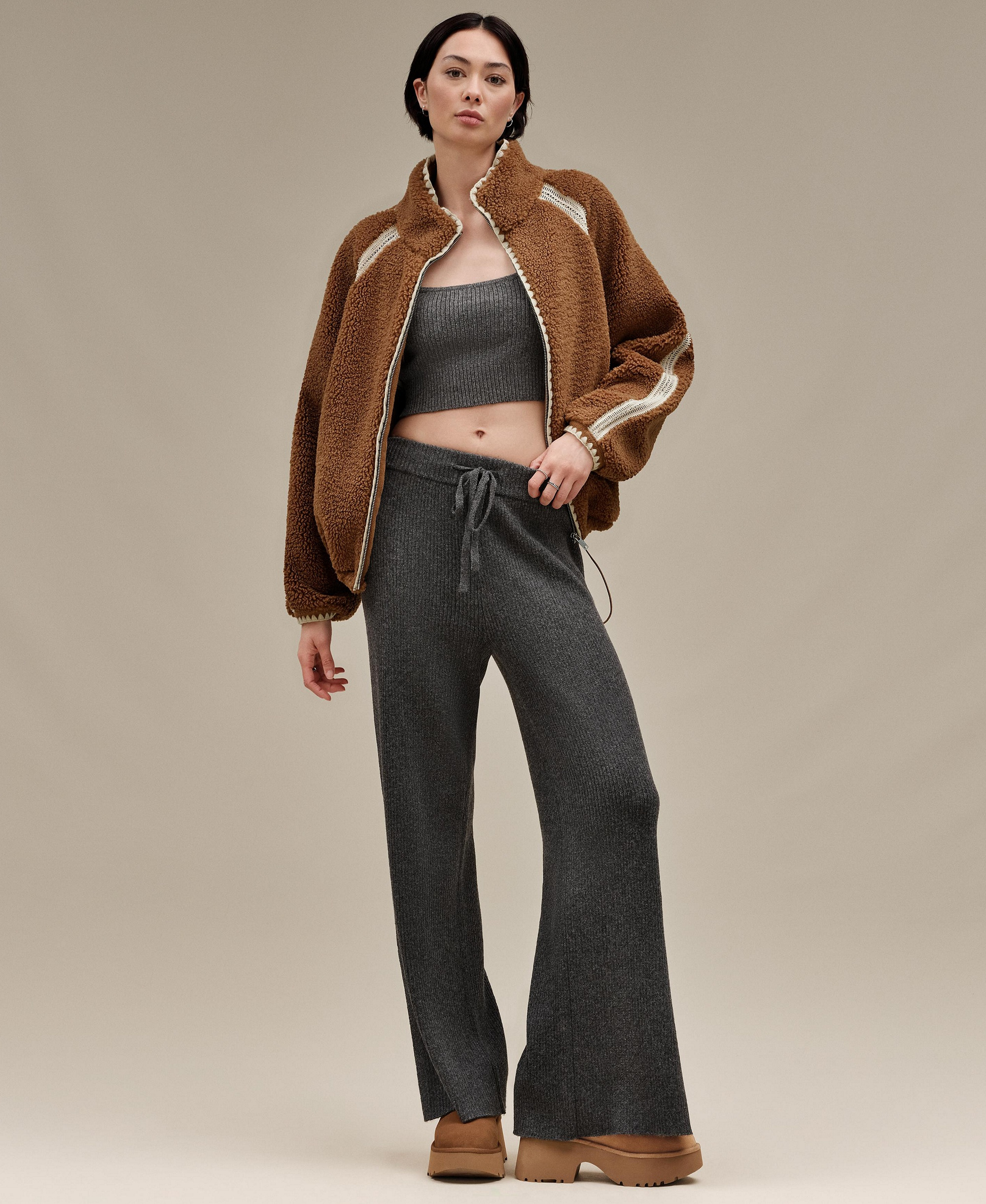 UGG® Women's Nikia Crochet Fluff Jacket - Brown