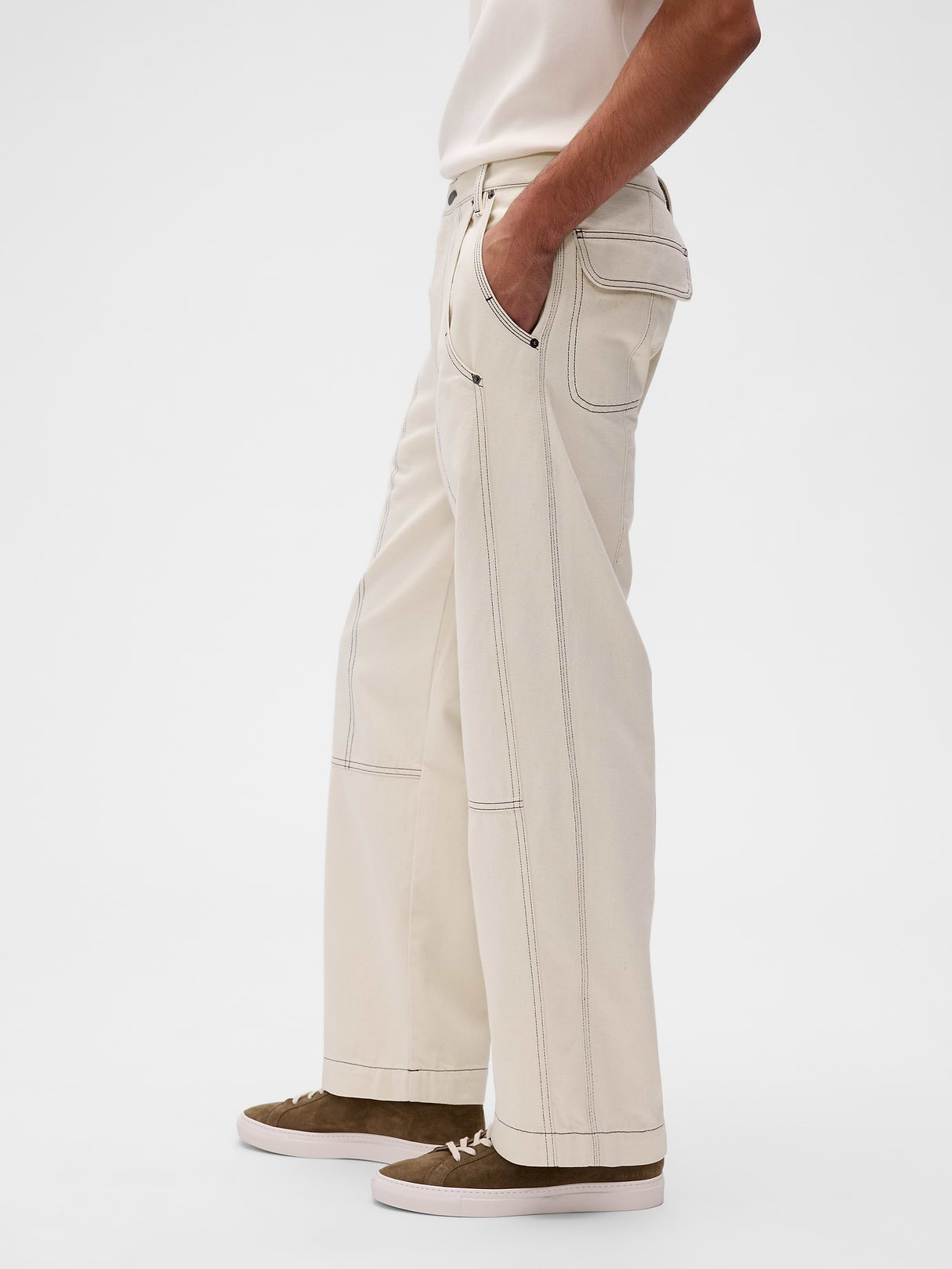GapStudio Relaxed Utility Jeans - Ecru rinse