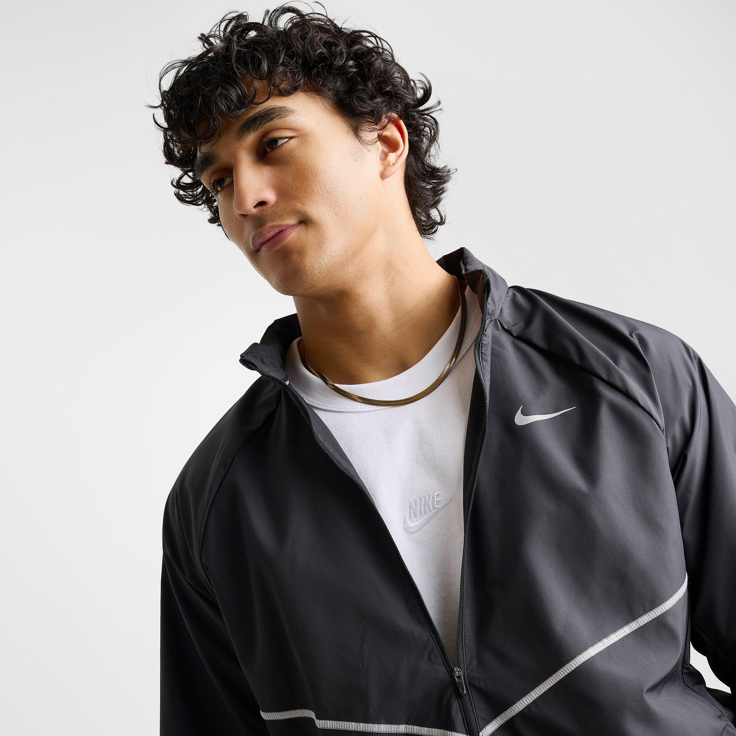 Men's Nithtke Miler Repel UV Protection Full-Zip Running Jacket - Black/Black/Reflective Silver