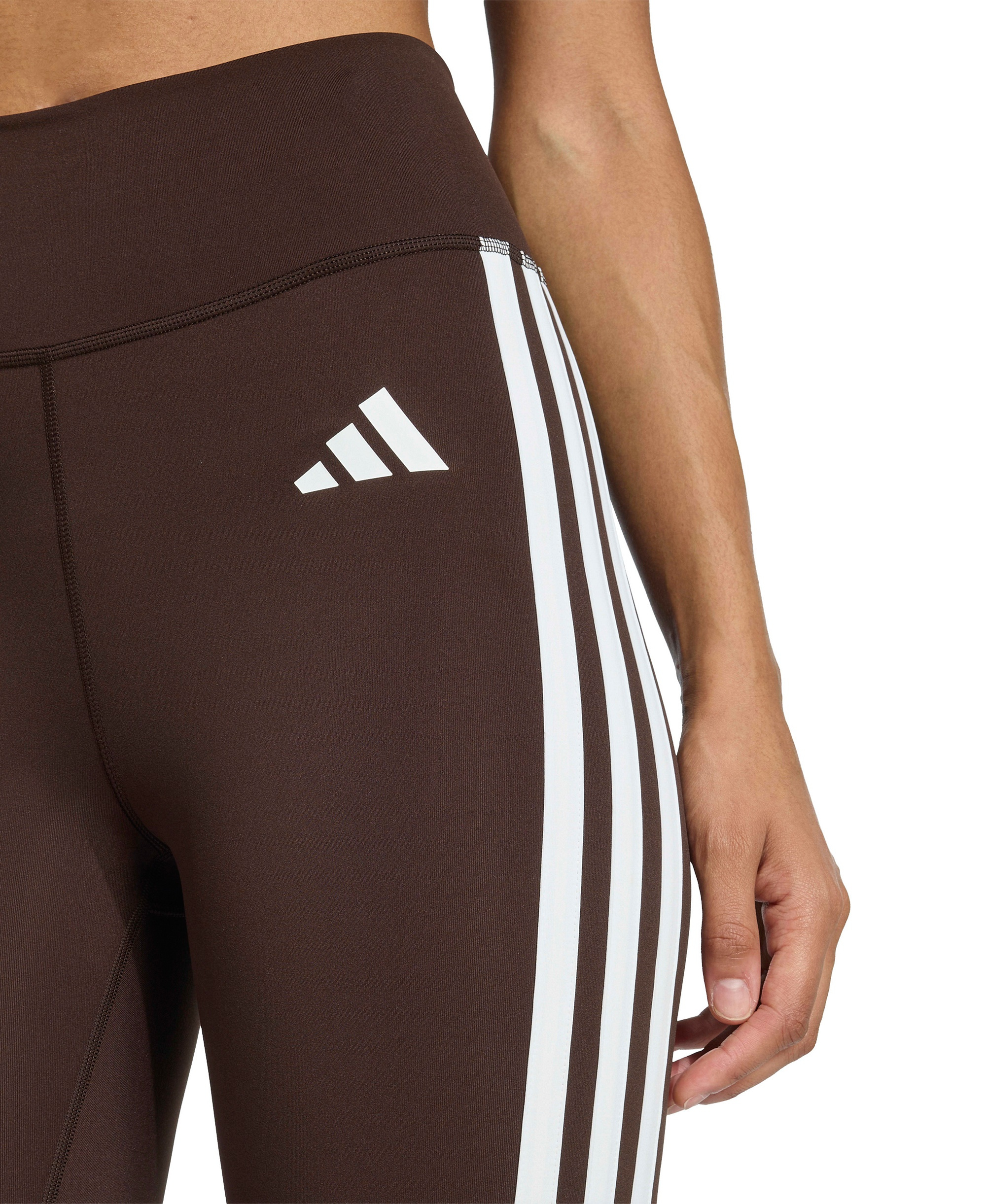 adidas Women's Optime Essentials 3-Stripes Flared Leggings - Aurora Coffee/White