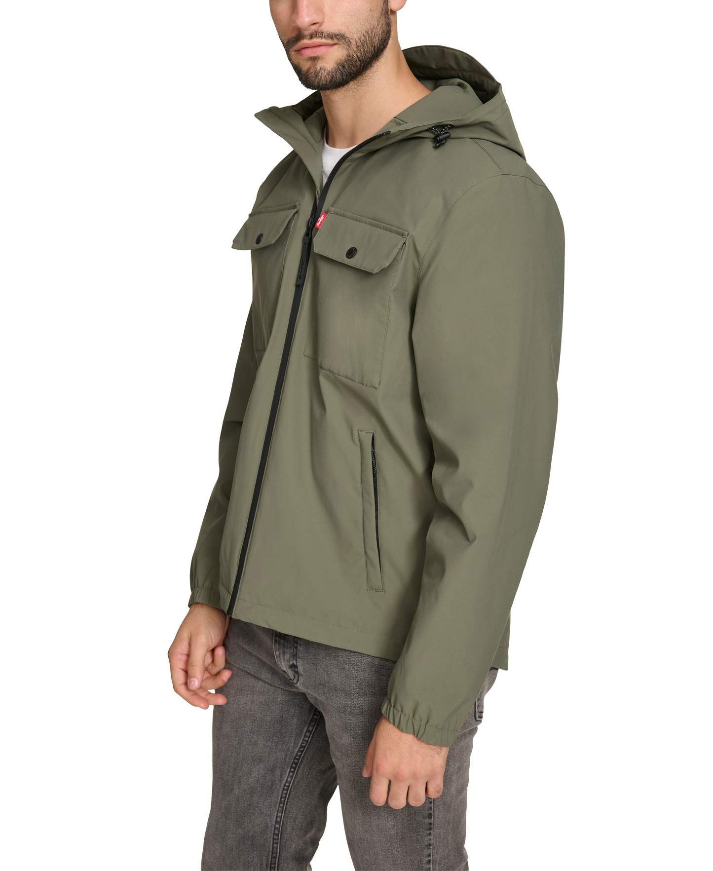 Levi's Men's Hooded Rain Jacket - Sage Green