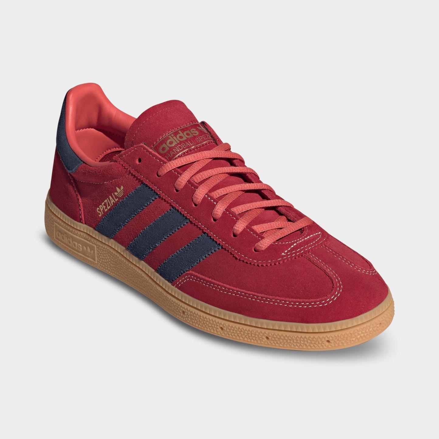Men's adidas Originals Handball Spezial Casual Shoes - Part 1 - Team Victory Red/Night Indigo/Gum - Both shoes facing left