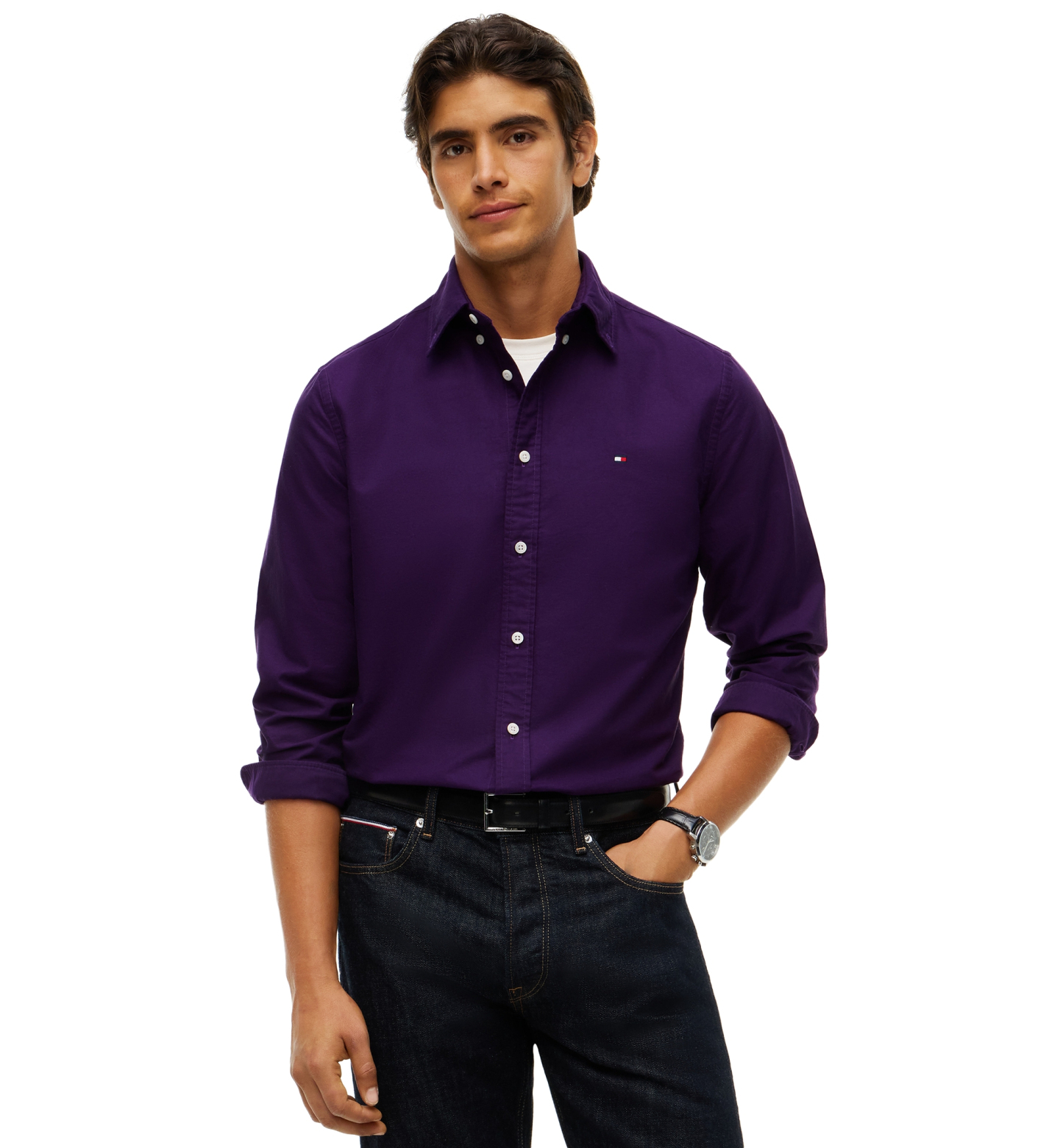 Tommy Hilfiger Men's Heritage Regular-Fit Oxford Shirt - Purple Sapphire