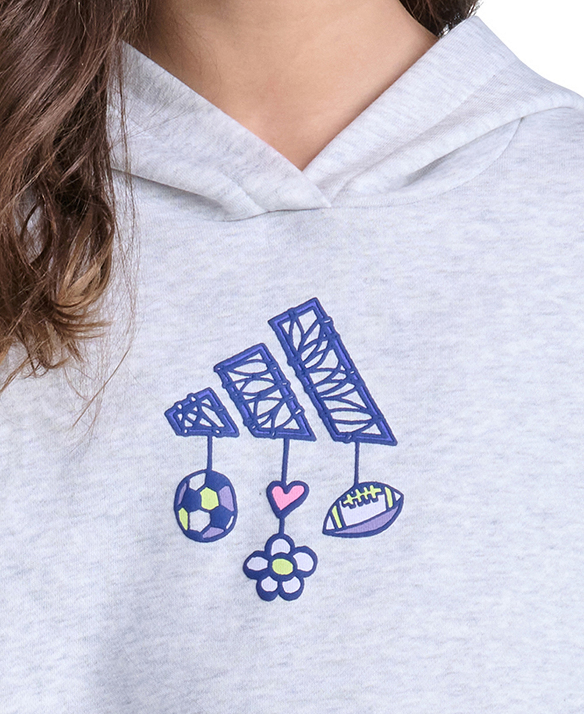 adidas Girls' 8-16 Long-Sleeve Graphic Fleece Hooded Sweatshirt - Light Gray Heather