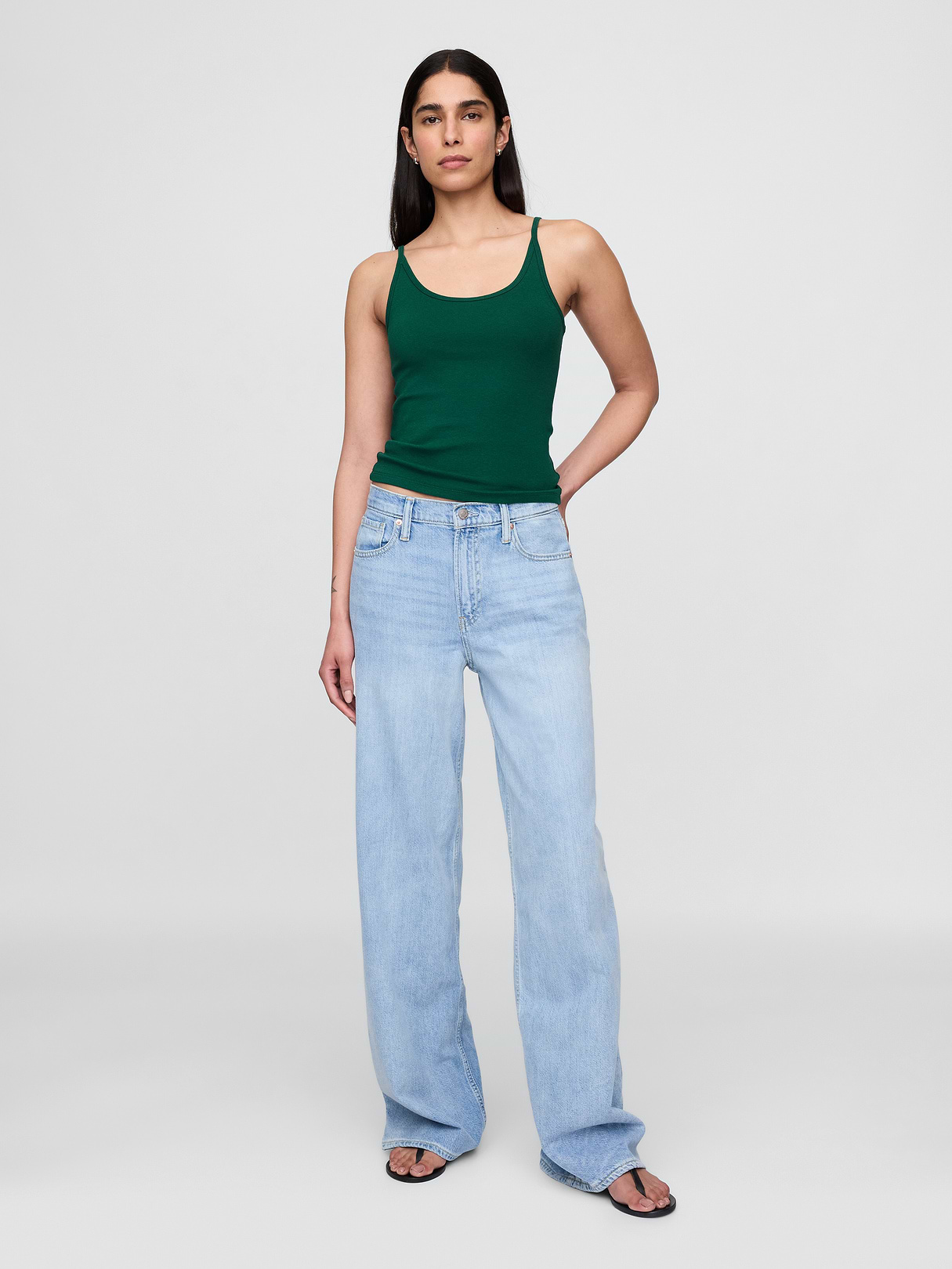 Modern Crop Cami - Rain forest green
