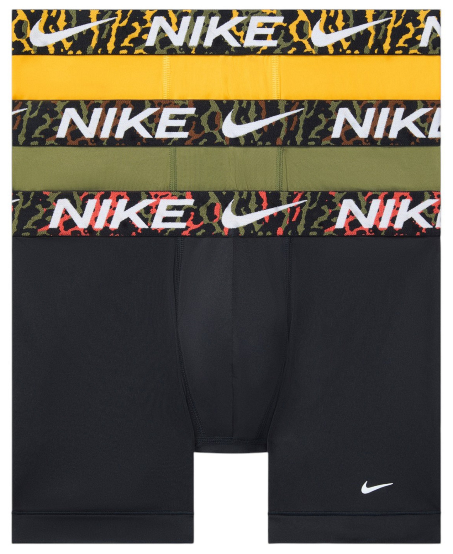 Nike Men's DRI-FIT Essential Micro Boxer Briefs, 3-Pack - Medium olive/Uni Gold/Black - Canimal Waistbands