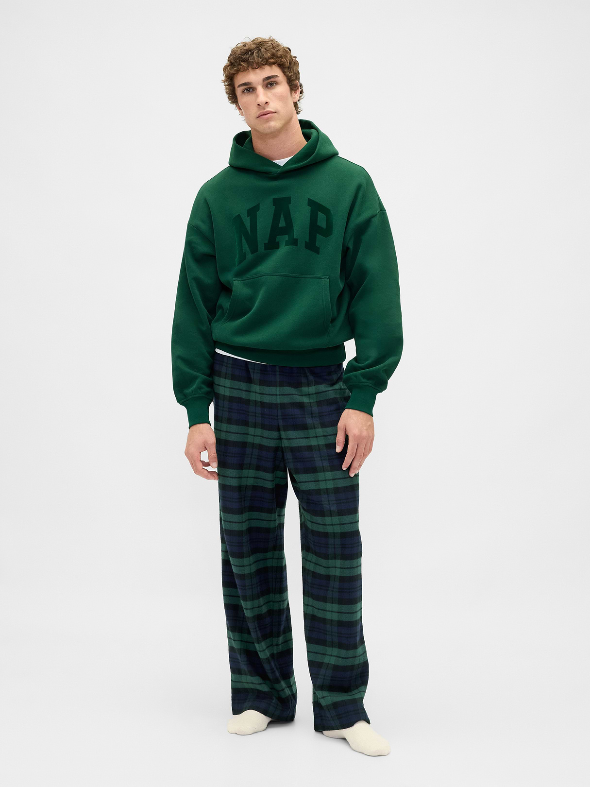 Adult Softest Flannel PJ Pants - Black watch plaid print