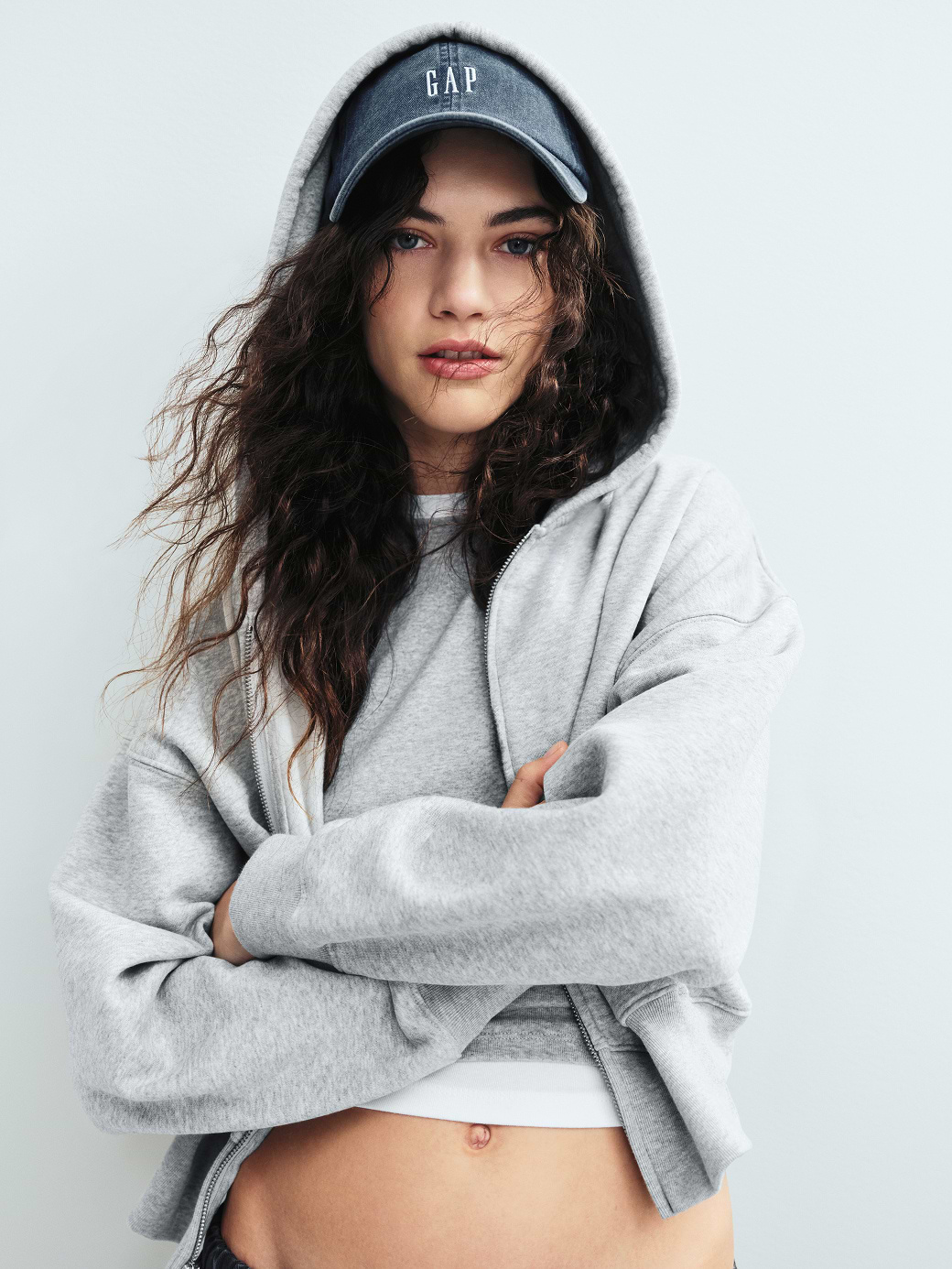VintageSoft Wedge Zip Hoodie - Light heather grey