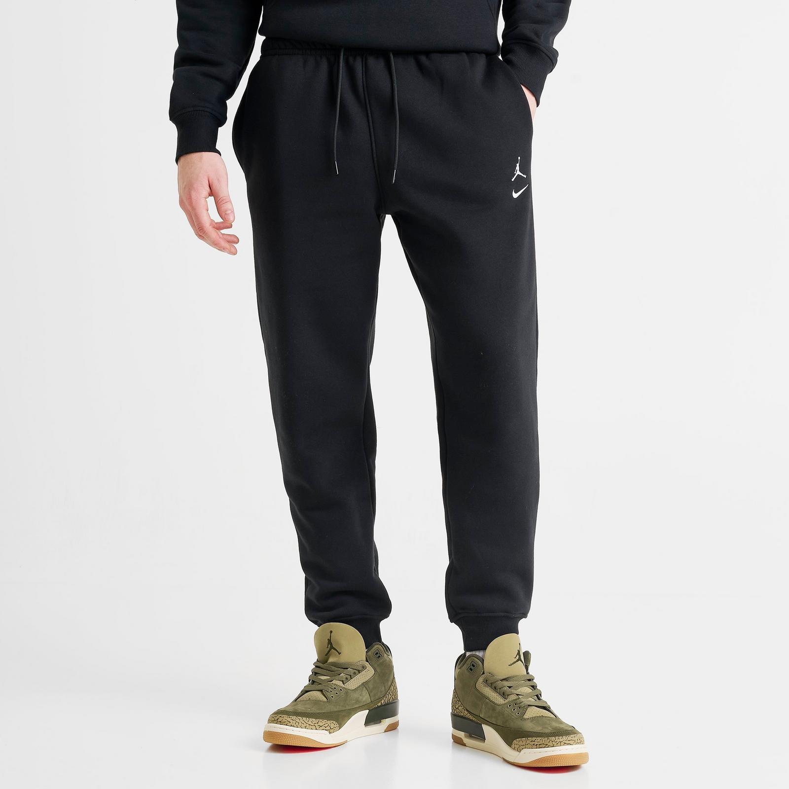 Men's Jordan Swoosh Brooklyn Fleece Jogger Pants - Black/White - view 3