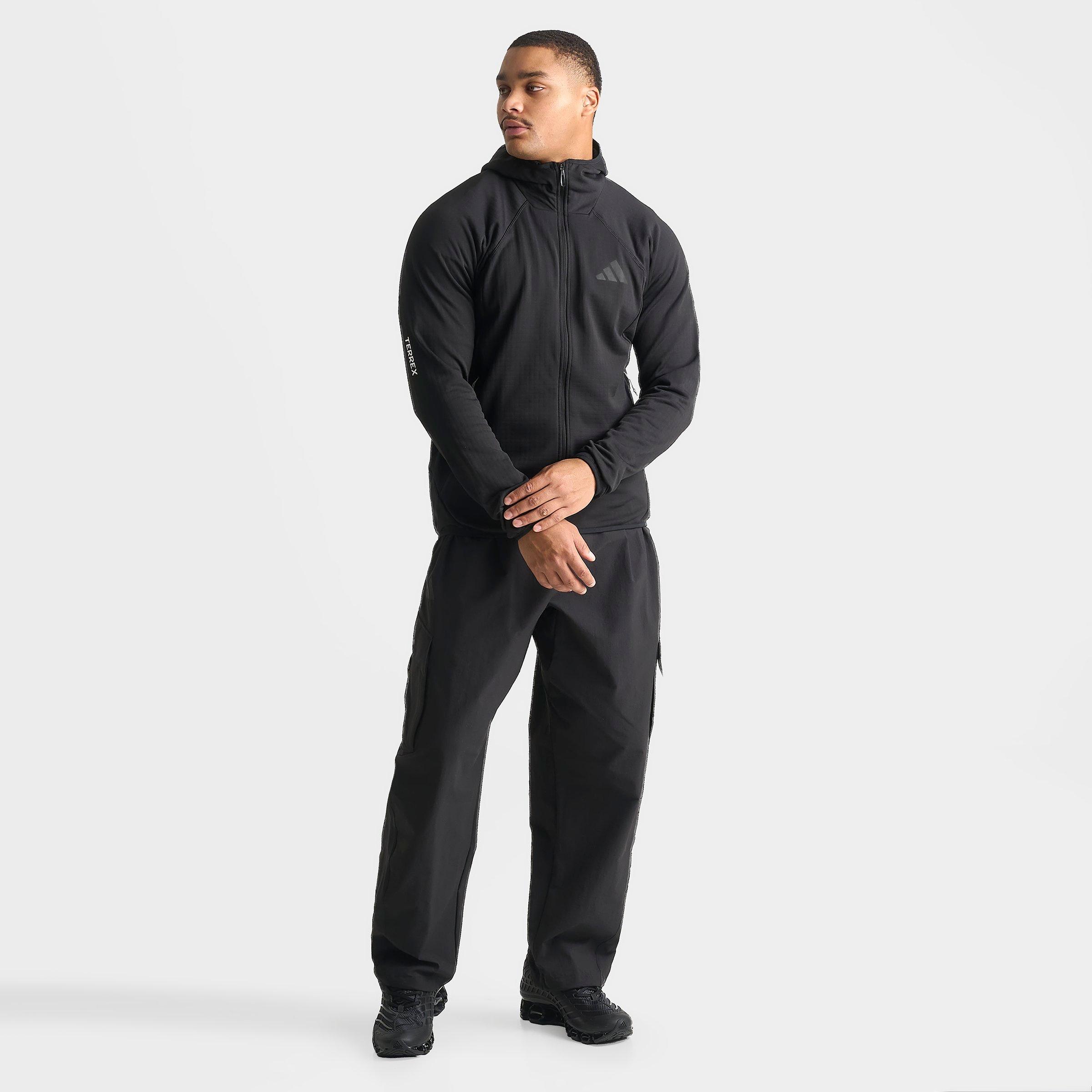 Men's adidas TERREX Xperior Climawarm+ Ventknit Fleece Full-Zip Hooded Jacket - Black
