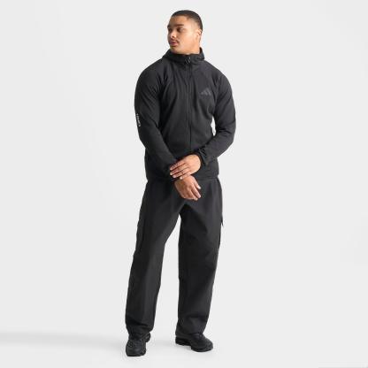 Men's adidas TERREX Xperior Climawarm+ Ventknit Fleece Full-Zip Hooded Jacket - Black