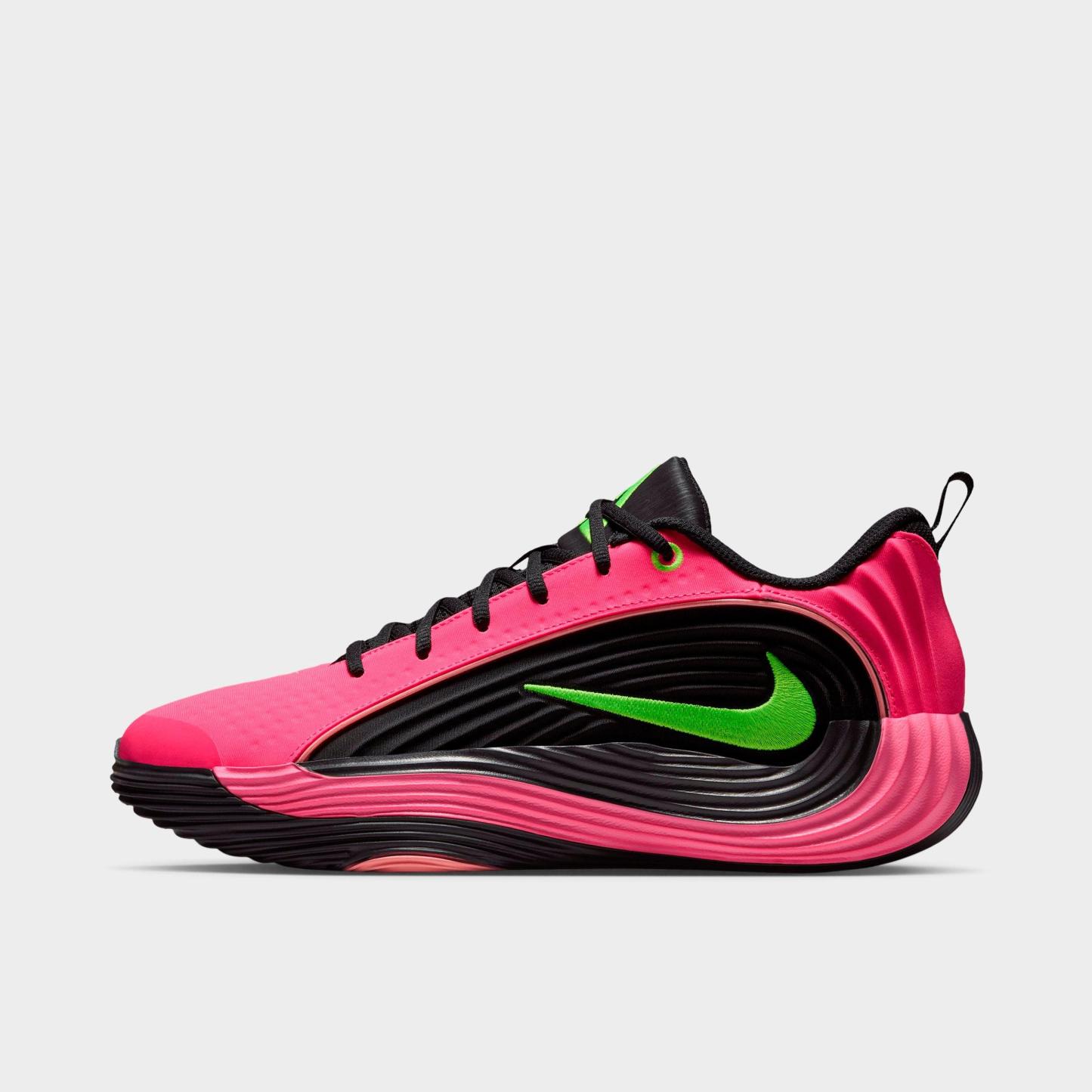 Men's Nithtke Giannis Immortality 5 Basketball Shoes - Part 1 - Hyper Pink/Oracle Pink/Black/Volt - Left shoe facing left. Outside of the shoe.