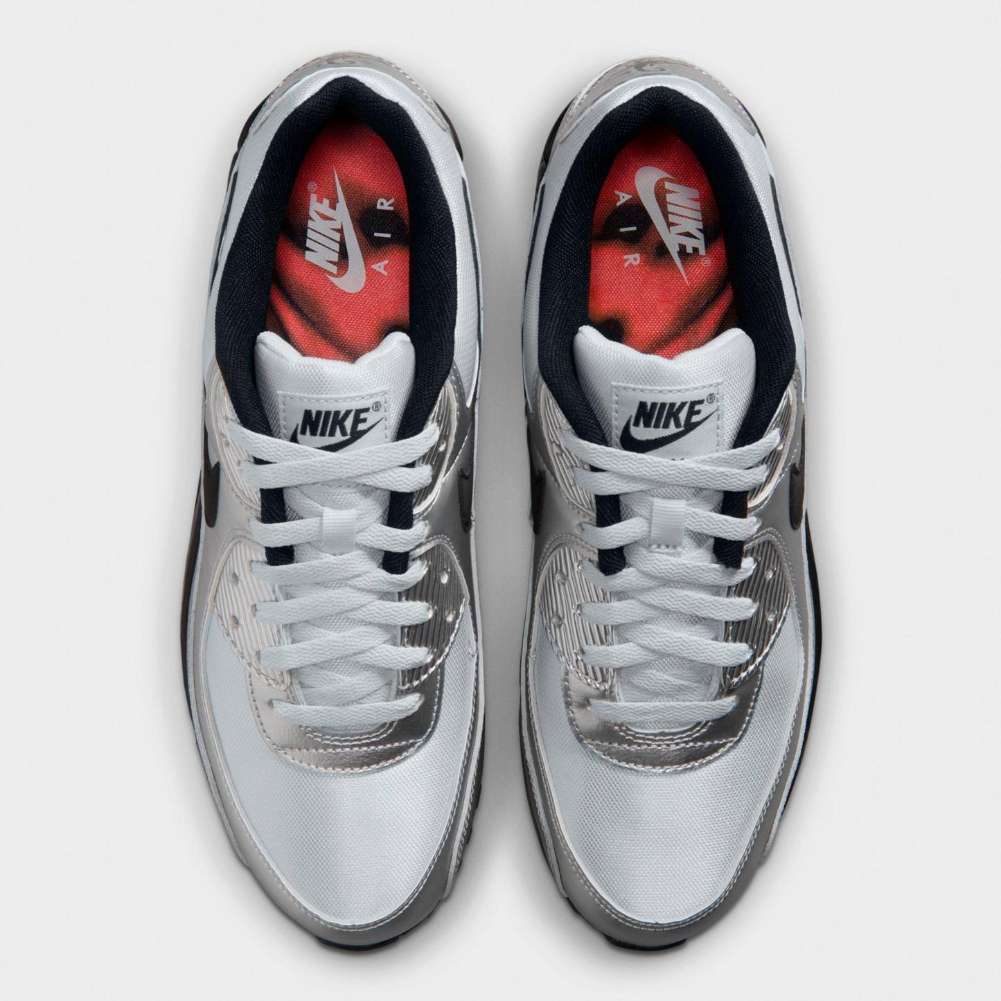 Men's Nithtke Air Max 90 Casual Shoes - Part 1 - Chrome/Gamma Blue/Black - Top view
