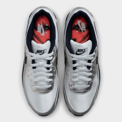 Men's Nithtke Air Max 90 Casual Shoes - Part 1 - Chrome/Gamma Blue/Black - Top view
