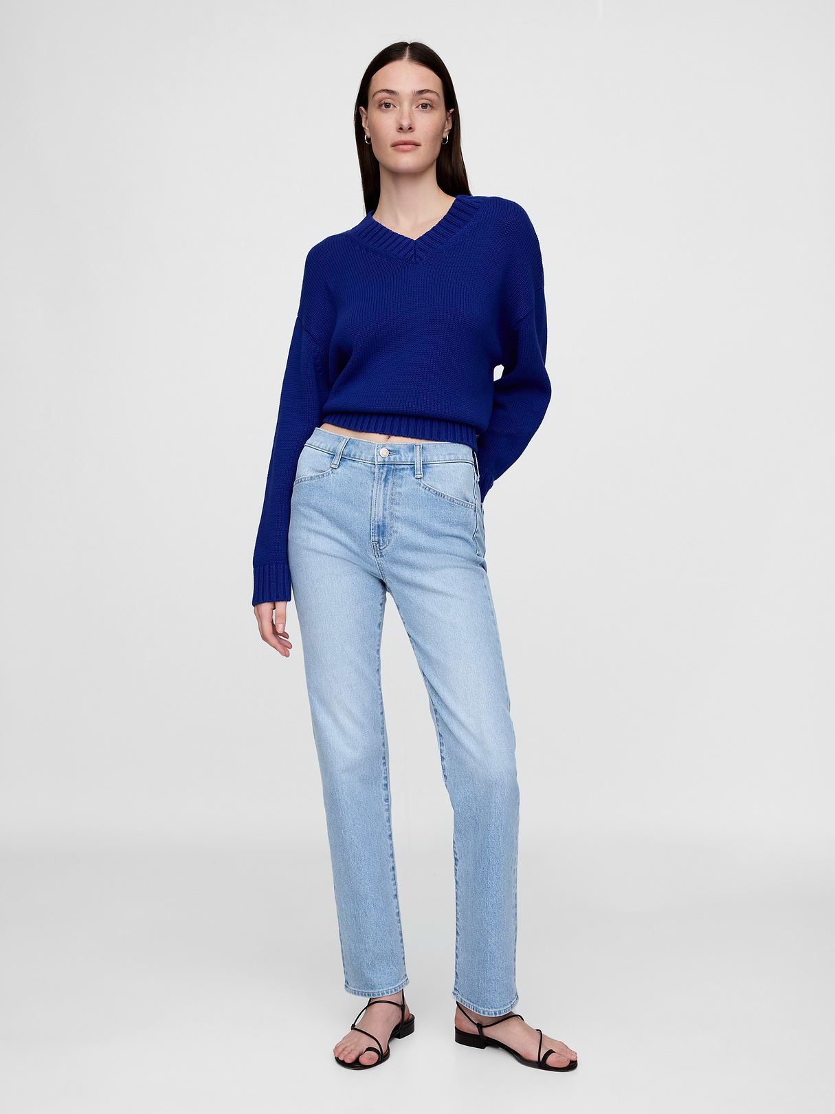 High Rise '90s Slim Straight Jeans - Light indigo blue
